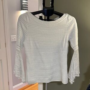 WHBM Silver Lace Sleeve Top M